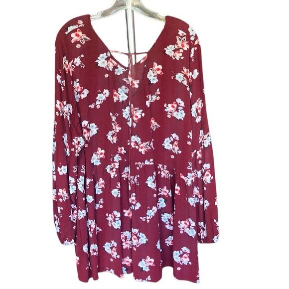 Lane Bryant babydoll peplum floral tunic blouse 26/28 #723 - Picture 2 of 8